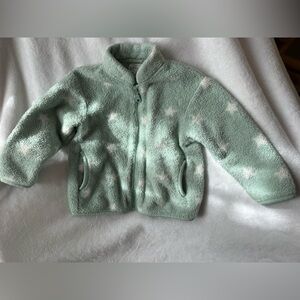 Mint Green Star Pattern Fleece Jacket